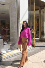 Fuchsia Knit High Neck Jumper - Jaelynn-Jumper