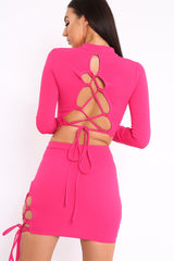 Fuchsia Lace Up Detail Co-ord - Blakely-Co-ords
