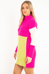Fuchsia Lime and Cream Knit Jumper Dress - Taila-Jumper