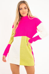 Fuchsia Lime and Cream Knit Jumper Dress - Taila-Jumper