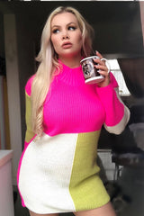 Fuchsia Lime and Cream Knit Jumper Dress - Taila-Jumper