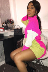 Fuchsia Lime and Cream Knit Jumper Dress - Taila-Jumper
