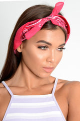 Fuchsia Paisley Print Bandana - Jezreel-Tops