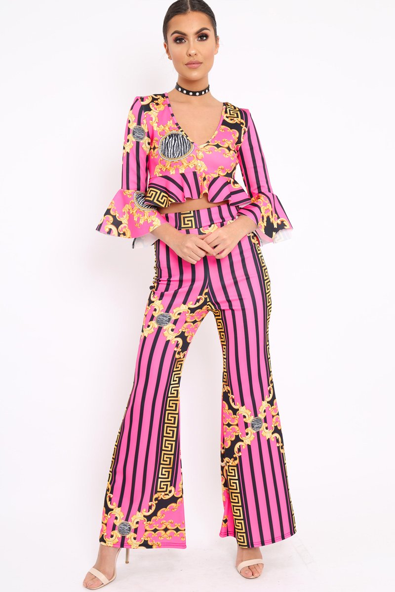 Fuchsia Pattern Print Co-ord -Hasna-Co-ords