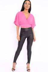 Fuchsia Plunge Crop Top - Suzanne-Crop Tops