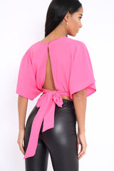 Fuchsia Plunge Crop Top - Suzanne-Crop Tops