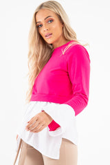 Fuchsia Shirt Insert Crew Neck Jumper - Kamilla-Shirts