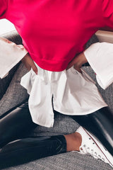 Fuchsia Shirt Insert Crew Neck Jumper - Kamilla-Shirts