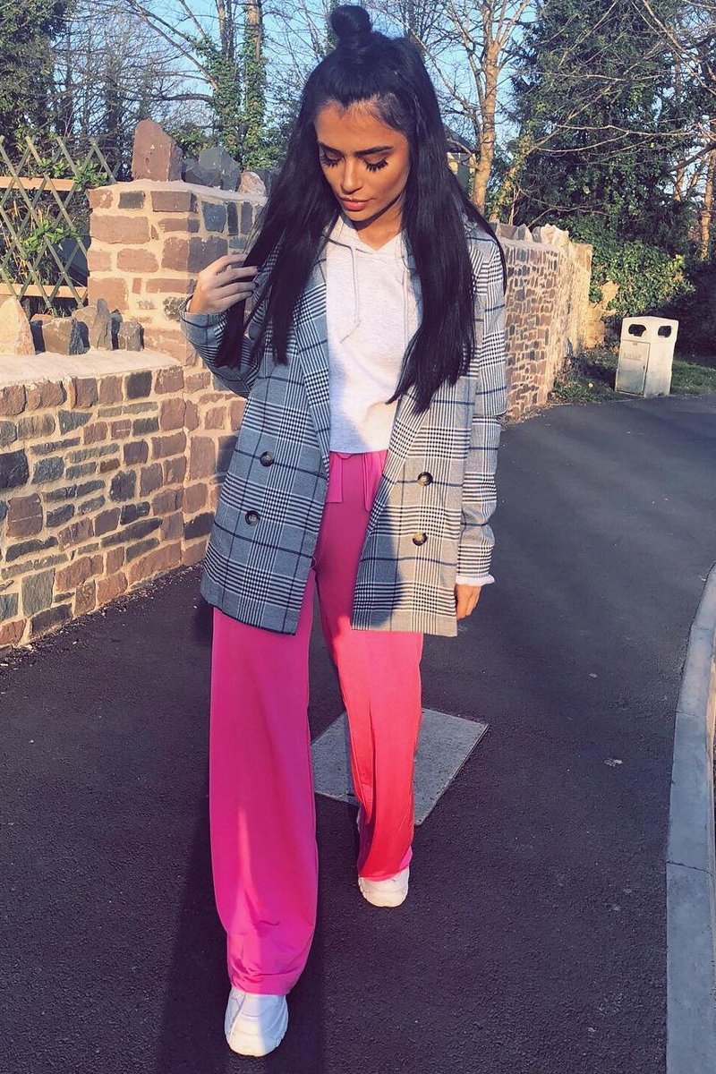 Fuchsia Slinky Tie Detail Wide Leg Trousers - Jenelle-Trousers