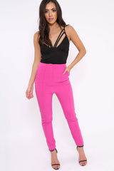 Fuchsia Tailored Cigarette Trousers - Lois-Trousers