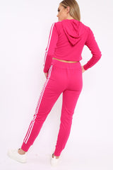Fuchsia Tracksuit with White Side Stripe - Kady-Co-ords