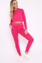 Fuchsia Tracksuit with White Side Stripe - Kady-Co-ords