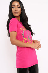 Fuchsia Vogue Slogan Print T-Shirt - Corey-Tops