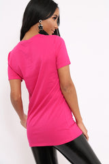 Fuchsia Vogue Slogan Print T-Shirt - Corey-Tops