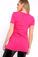 Fuchsia Vogue Slogan T-shirt - Alana-Tops