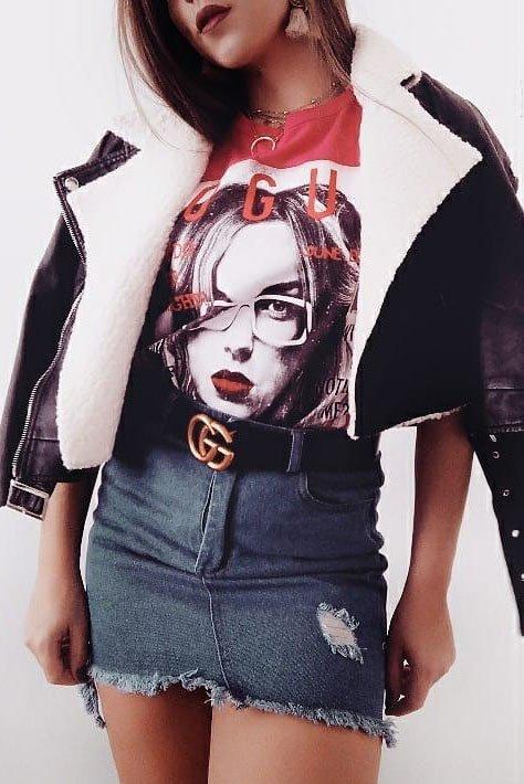 Fuchsia Vogue Slogan T-shirt - Alana-Tops