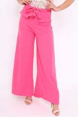 Fuchsia Wide Leg Trousers - Yari-Trousers
