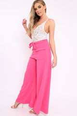 Fuchsia Wide Leg Trousers - Yari-Trousers
