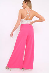 Fuchsia Wide Leg Trousers - Yari-Trousers