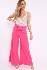 Fuchsia Wide Leg Trousers - Yari-Trousers