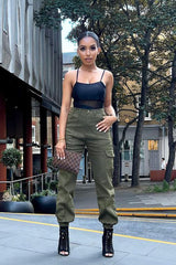 Khaki Cuffed Cargo Trousers - Genesis