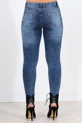 Gabby Blue Ripped Knee Skinny Jeans-Jeans