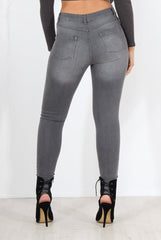 Gabby Grey Ripped Knee Skinny Jeans-Jeans