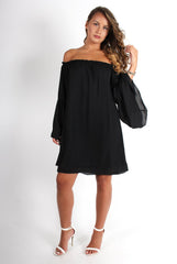 Gabriel Black Off The Shoulder Dress-Dresses