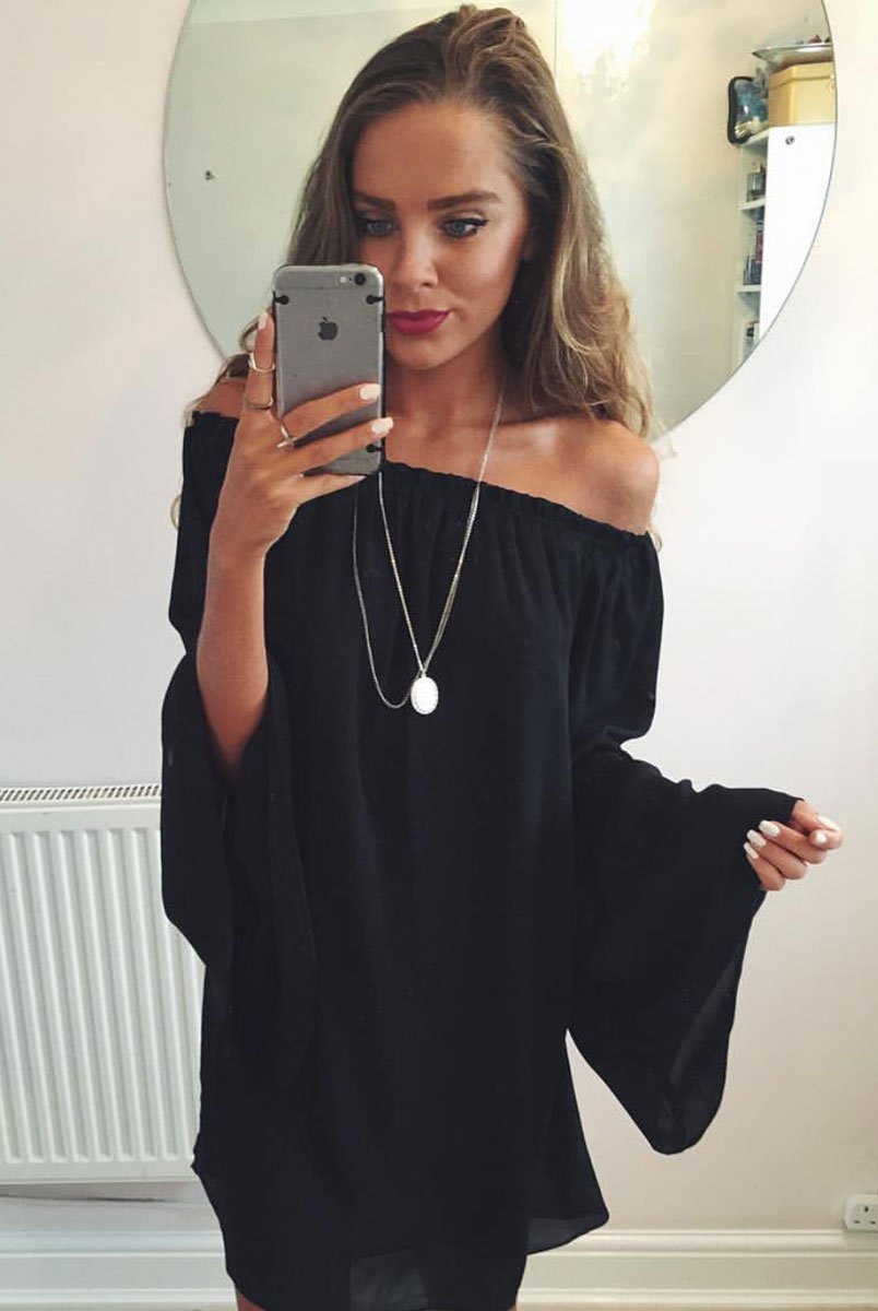 Gabriel Black Off The Shoulder Dress-Dresses