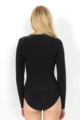 Gabriella Black Cowl Neck Bodysuit-Bodysuits