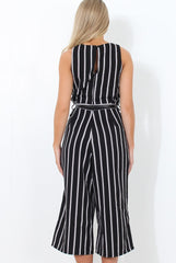 Gemma Black Striped Jumpsuit-Jumpsuits