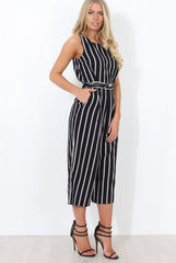 Gemma Black Striped Jumpsuit-Jumpsuits
