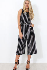 Gemma Black Striped Jumpsuit-Jumpsuits