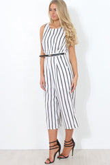 Gemma White Striped Jumpsuit-Jumpsuits