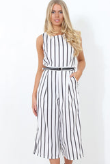 Gemma White Striped Jumpsuit-Jumpsuits