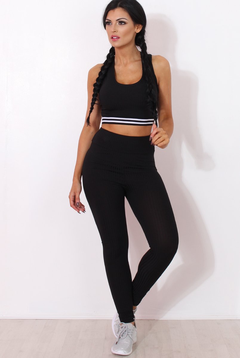 Geran Black Ribbed Two Piece Set-Co-ords