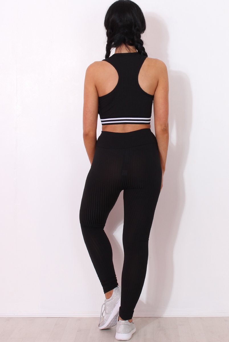 Geran Black Ribbed Two Piece Set-Co-ords