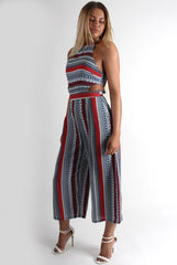 Gillian Paisley Elephant Culotte Halter Neck Jumpsuit-Jumpsuits