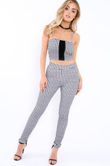 Gingham Crop Top and Trousers Co-ord - Adelina-Co-ords