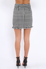 Gingham Lace up Skirt with Floral Embroidery - Juliet-Skirts