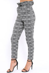 Gingham Long Legged Cigarette Trousers - Grayce-Trousers