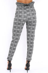 Gingham Long Legged Cigarette Trousers - Grayce-Trousers