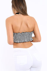 Gingham Shirred Boob Tube - Lyda-Crop Tops