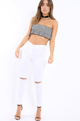 Gingham Shirred Boob Tube - Lyda-Crop Tops