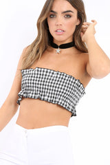 Gingham Shirred Boob Tube - Lyda-Crop Tops