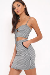 Gingham Tie Front Crop Top - Zyra-Crop Tops