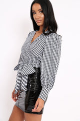 Gingham Tie Front Top - Cienna-Tops