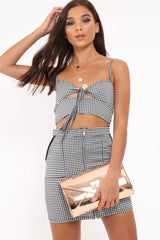 Gingham Zip Front Mini Skirt - Willis-Skirts