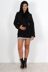 Gisa Black Fur Waterfall Jacket-Jackets