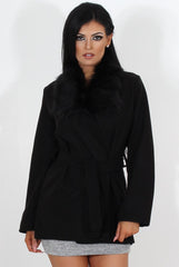 Gisa Black Fur Waterfall Jacket-Jackets
